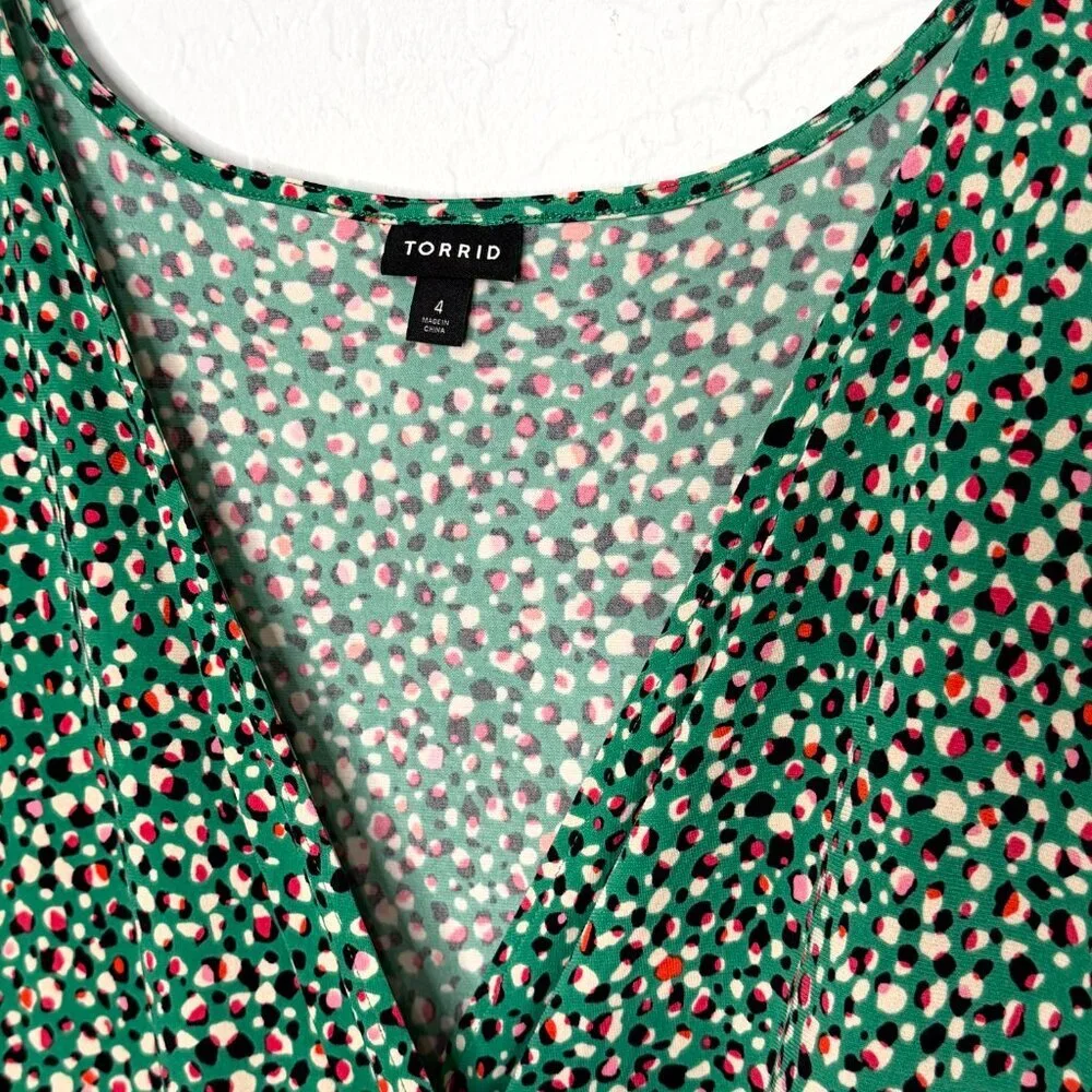 Torrid Midi A-Line Green Wrap Dress Size 4 4X 26 - Picture 8 of 10